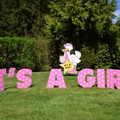 It's a Girl Yard Card Signs Birth Announcment Display for the Front Lawn