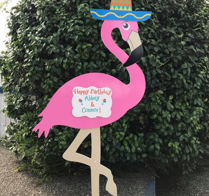 How fun is our Flamingo Birthday Sign?  Makes a great prop for a photo booth!