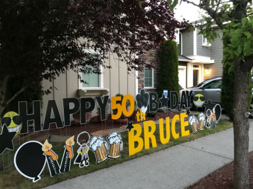 Cheers to 50 Years!  Birthday Yard Signs from Yard Announcements make a 50th Birthday more Fun!!!