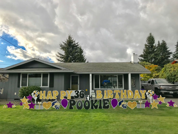 Celebrating this UW Husky Fan BIG with our FUN Birthday Yard Signs!
