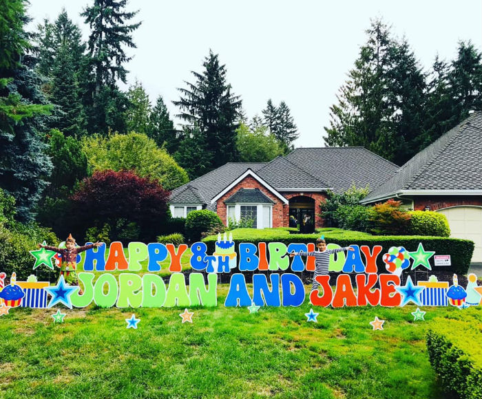 orange lime blue birthday yard signs